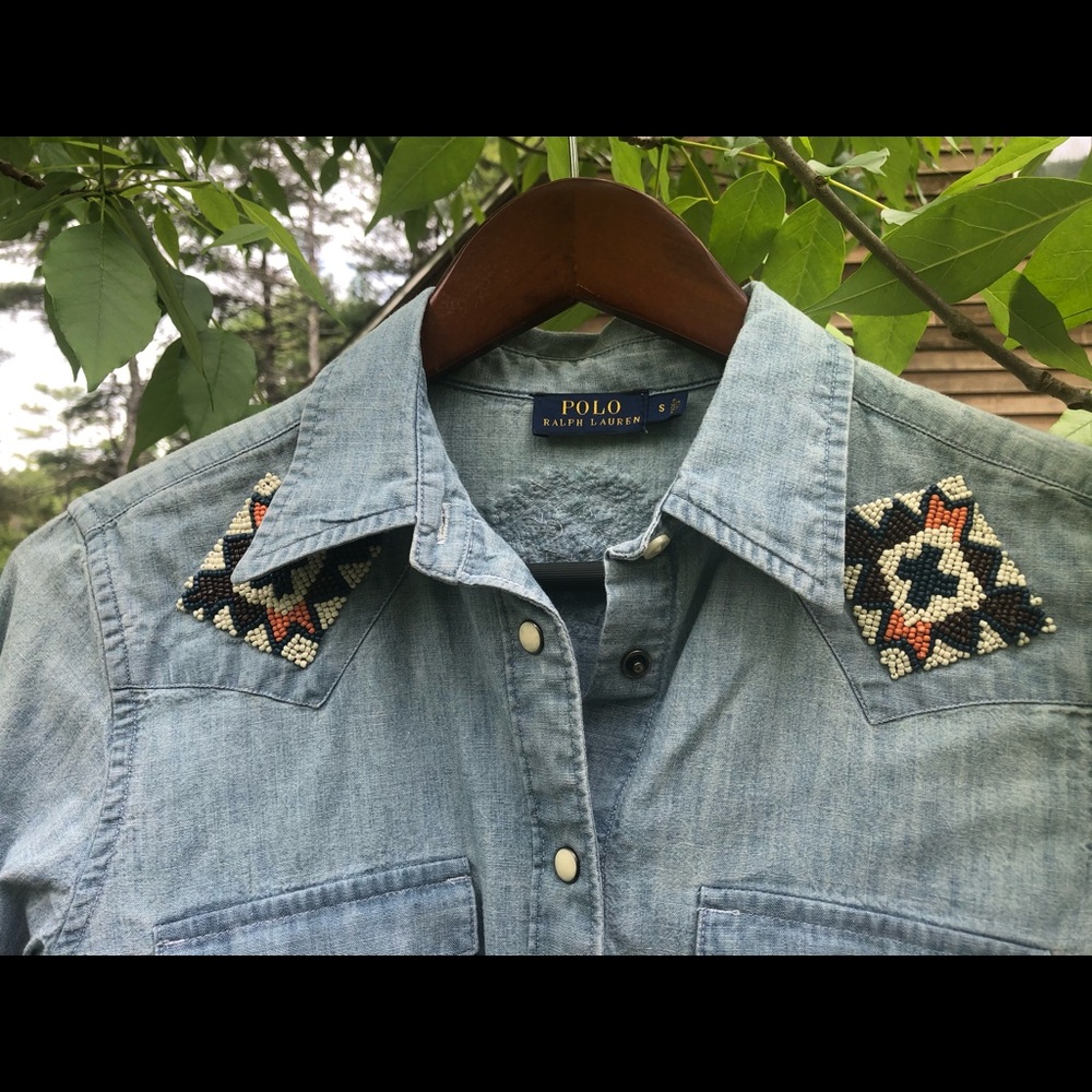 Polo Western Style denim button down with snaps!